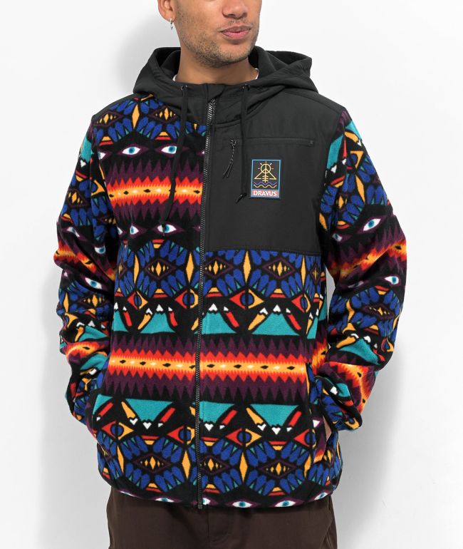 Dravus McKinley Black Geo Print Tech Fleece Jacket