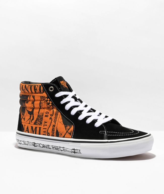 Dor tempo Malen Vans x One Piece Sk8-Hi Orange & Black Skate Shoes