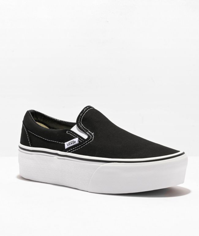 Vans Classic Black & White Slip On Stackform Skate Shoes