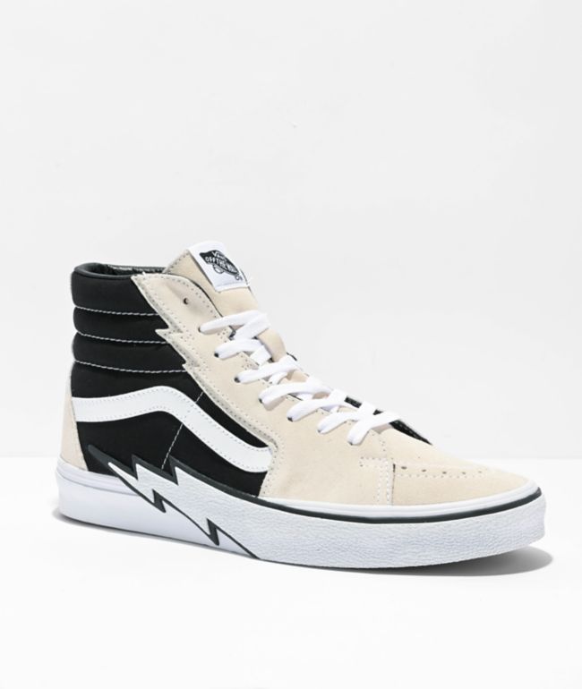 voordeel Leonardoda veeg Vans Sk8-Hi Bolt Antique White and Black Skate Shoes