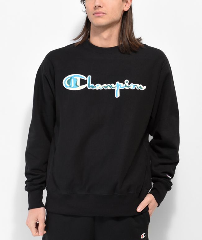 Champion Men's Reverse Weave Crew Sweatshirt: Black