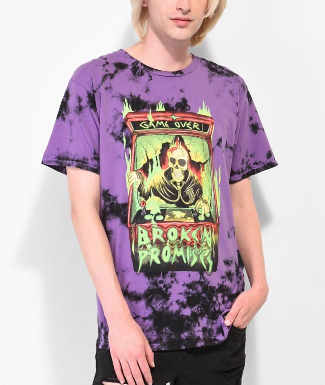 Broken Promises Control Me Purple & Black Tie Dye T-Shirt