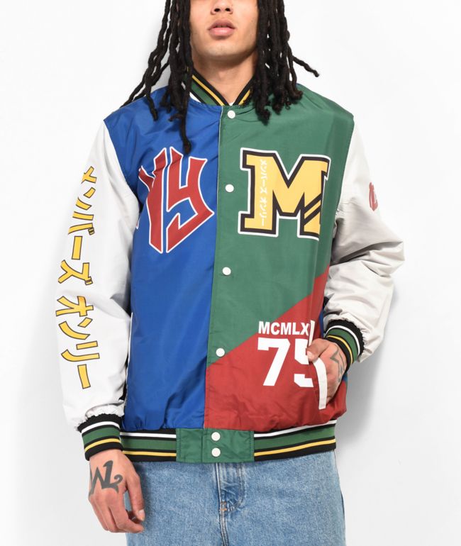 Members Only NY Blue, Green & Red Letterman Jacket