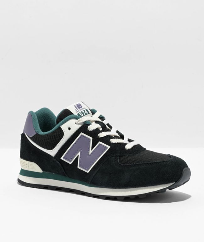 New Balance Lifestyle Kids 574 Black, Mercury u0026 Vintage Teal Shoes