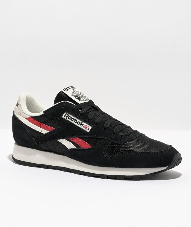 paso para ver obesidad Reebok Classic Leather Varsity Black & Red Shoes