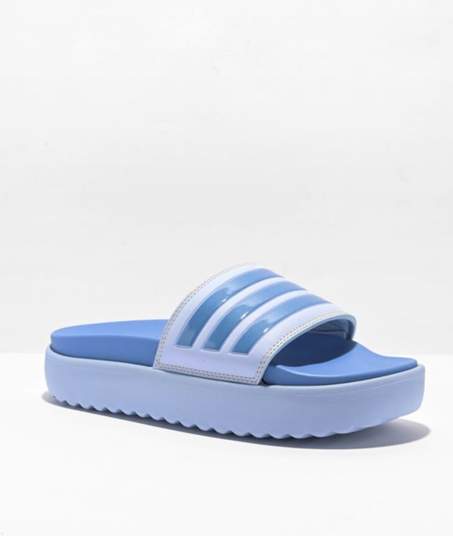 adidas Adilette Dawn Blue Platform Slide Sandals