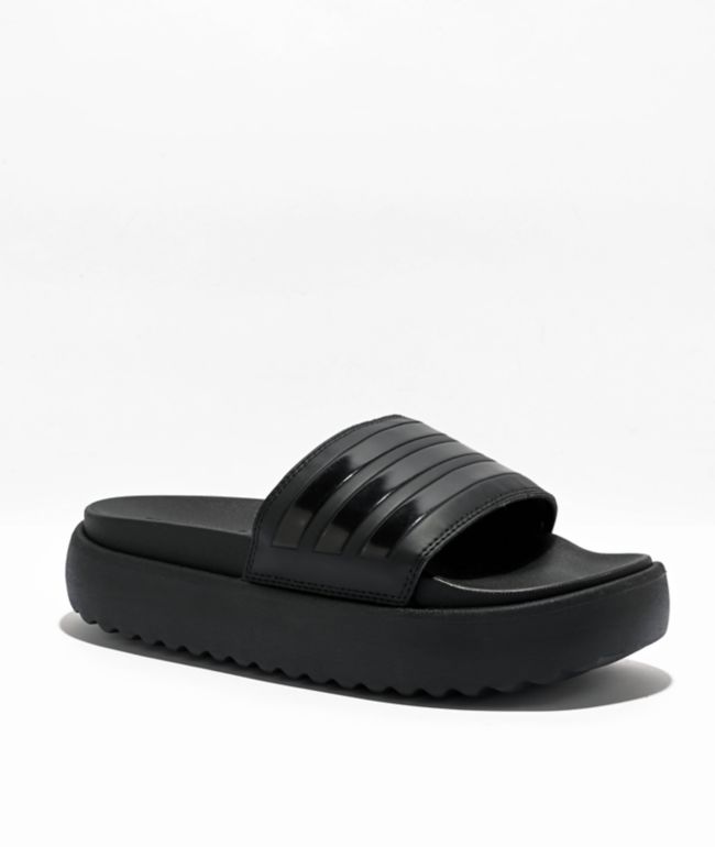 adidas Adilette Black Platform Slide Sandals