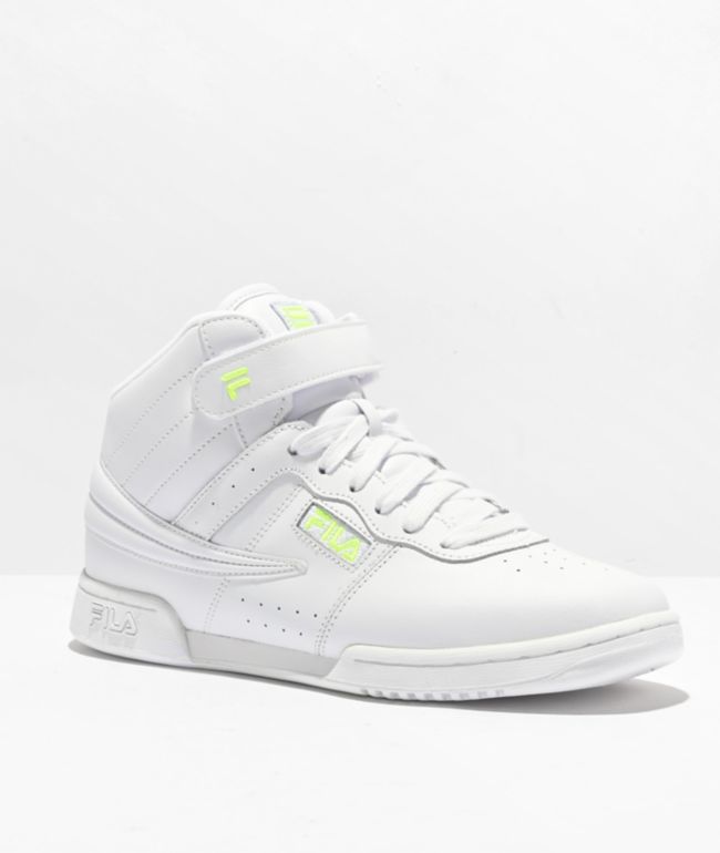 Grijpen Hollywood Corroderen FILA F13 High Top White & Safety Yellow Shoes