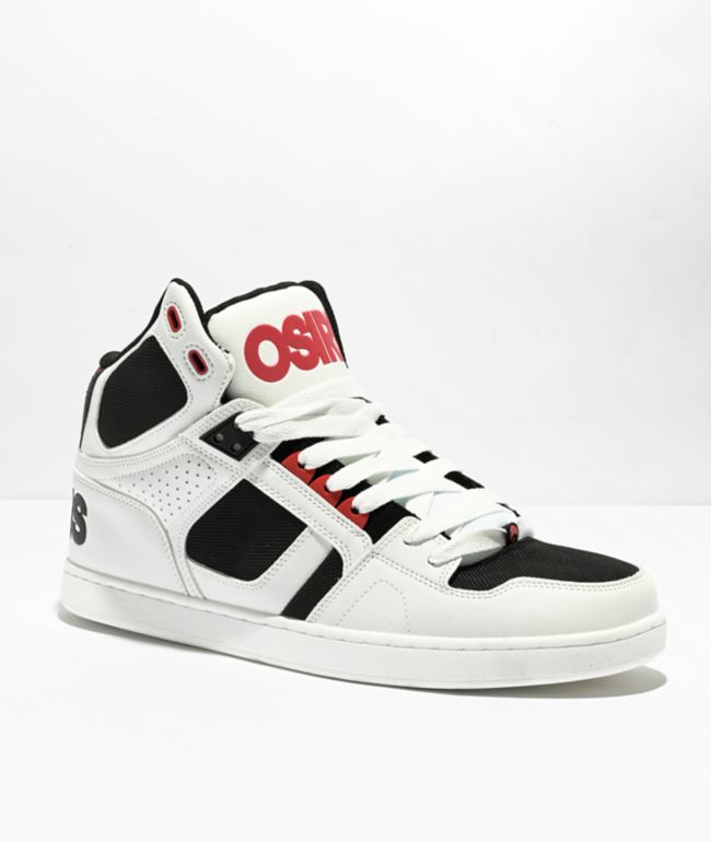 Osiris NYC 83 CLK White, Red High Top Skate Shoes