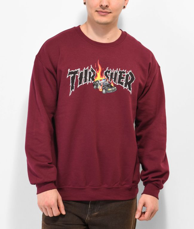 Thrasher Cop Car Burgundy Crewneck Sweatshirt