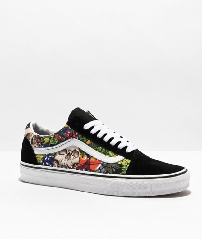 Slepen vrachtauto Gemarkeerd Vans Old Skool Red Roses Black, White & Red Skate Shoes