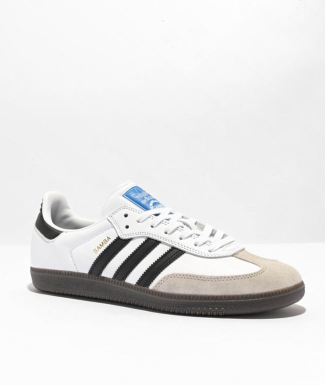 adidas Samba ADV White, Black u0026 Gum Skate Shoes