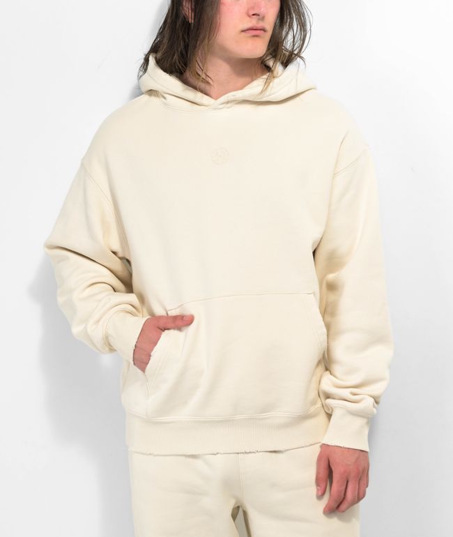 Ninth Hall Fundamentals Cream Distressed Hoodie