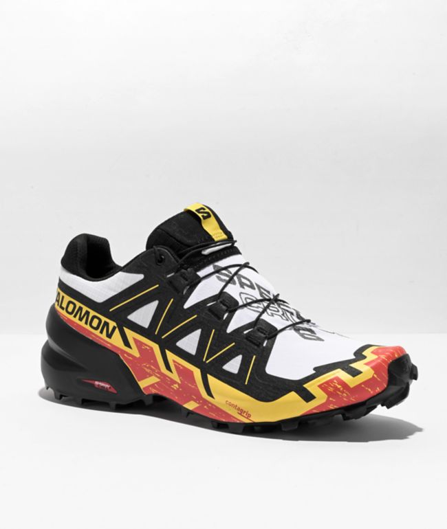 Vedholdende bande sælge Salomon Speedcross 6 White, Black & Empire Yellow Shoes