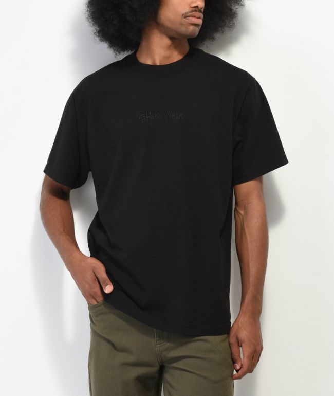 black tee shirt model